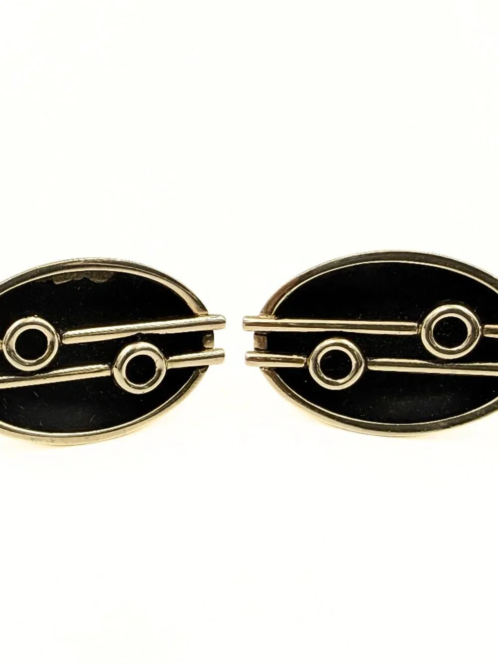 Swank Signed Art Deco MCM Asymmetrical Linear Abstract Overlay Cufflinks